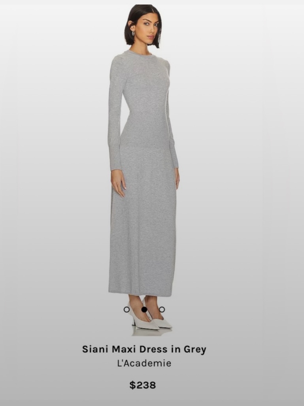 L'Academie SIANI Sleek Long-Sleeve Maxi Dress in Light Gray. Size S - Picture 2 of 8